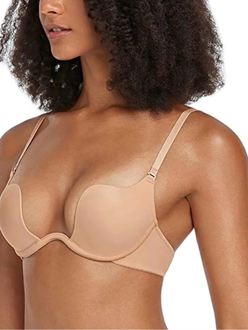 Women Soft Underwire Low Back Unlined Backless Bralette Invisible Bra 36B